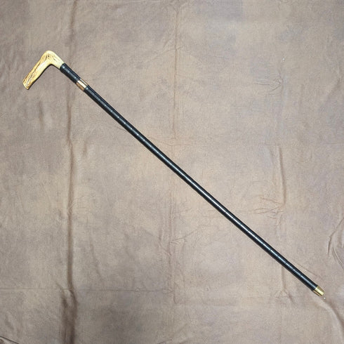 英國古董男士鹿角 L 形手柄手杖 86 厘米